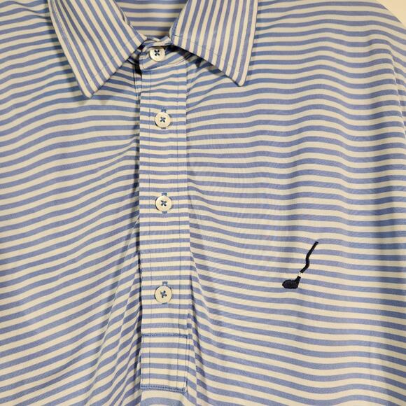 RLX RALPH LAUREN SS Golf Polo Men M Purple White Stripe Activewear CROOKED STICK - Picture 7 of 8